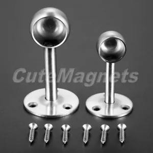 Stainless Steel End Bracket Wardrobe Fittings Rail Support Hanging Clothes Towel - Picture 1 of 12