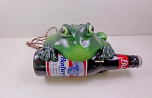 Vintage 1995 Budweiser Bullfrog Motion Sensor talking lighted sign - Picture 1 of 17