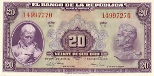 Colombie  20 pesos 1951   UNC   (Pick 392d)