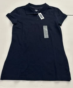 NWT OLD NAVY GIRL'S Navy Blue COLLAR UNIFORM POLO SHIRT ♡ SIZE LARGE 10-12 - Picture 1 of 6