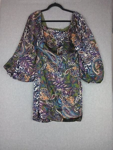Traffic People Dolce Mini Dress Women's size Small Paisley Balloon Sleeves NEW - Picture 1 of 7