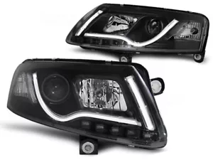XENON LED Tagfahrlicht Scheinwerfer für Audi A6 C6 (4F) 04-08 schwarz - Bild 1 von 3