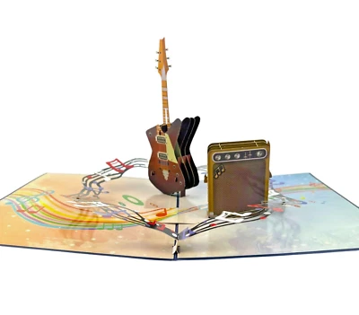 BC Worldwide Ltd handmade 3D pop up card Guitar Birthday Fathers Day Anniversary