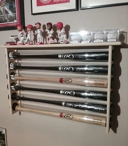 3 Bates - Estante de exhibición de bates de béisbol de madera con estante superior, cabezas de bobble - Imagen 1 de 6