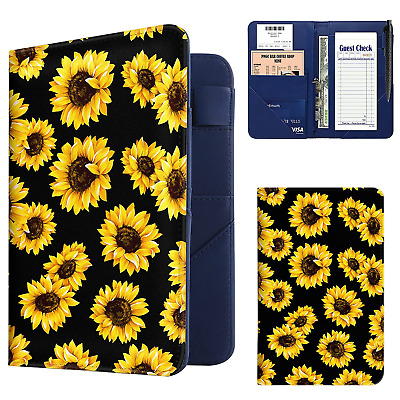 Guest Check Holder Serving Book Fit Server Waitress Apron-Sunflowers 9 Pockets • 18.09$