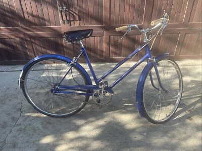 Bicicleta Cruiser DE COLECCIÓN DUNELT Azul 3 Velocidades Para Mujer Rara - HECHA EN INGLATERRA Foto 1 de 4