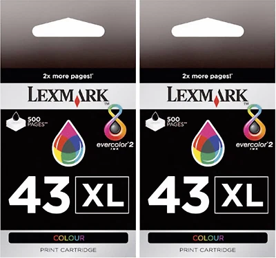 New Genuine Lexmark 43XL 2PK Ink Cartridges X Series X7550 X7675 Z Series Z1520 - Image 1 of 3