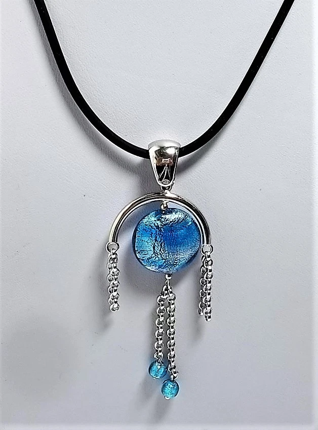 Collana Riki argento 925 Antica Murrina  Vetro di Murano Made in Italia Art v787 - Immagine 1 di 3