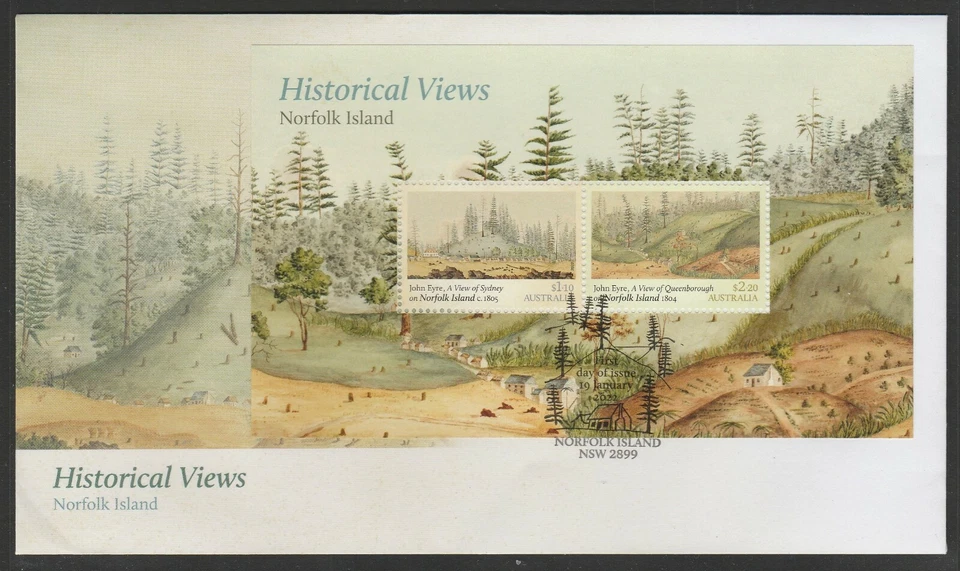 NORFOLK Island - 2022 HISTORICAL VIEWS Minisheet V F Used on FDC - Scenery ART - Image 1 of 1