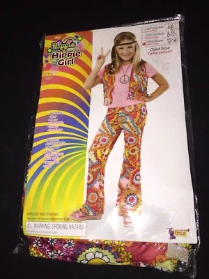 GENERATION HIPPIE GIRLS 2PC FRINGED VEST & BELL BOTTOMS COSTUME SZ L 12-14 - Image 1 of 3
