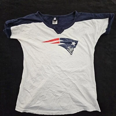 Camiseta para mujer New England Patriots blanca colorblock manga corta algodón M Foto 1 de 4