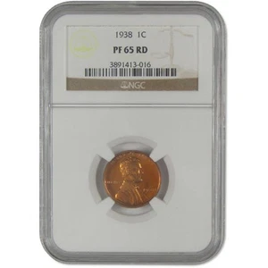 1938 Lincoln Wheat Cent PF 65 RD NGC Penny Proof 1c Coin - Picture 1 of 4