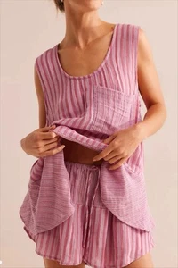 Free People Top Shorts Set Annibale Rosa Rosa Co-Ord Set, Taglia Small, Prezzo consigliato £88 - Foto 1 di 2