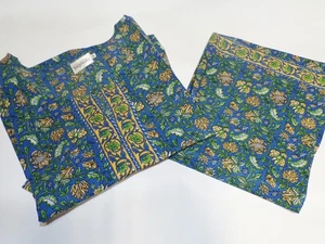 Neu ohne Etikett Signals Pyjama Blumenmuster 2-teiliges Set Oberteil Unterteil blau gelb Größe 2X - Bild 1 von 5