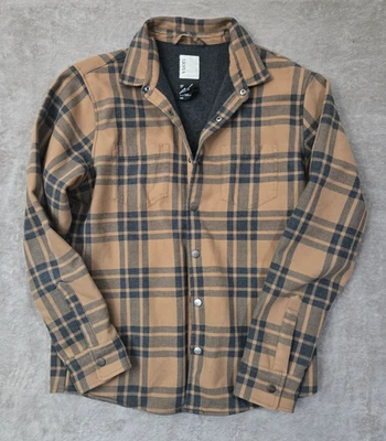 Vuori Range Shirt Jacket Large Tan Plaid Flannel Fleece Lined Button Snap Fall - Image 1 of 4