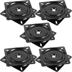 5 PCS 6.25 Inches Bar Stool Swivel Plate, Square Base Black - Picture 1 of 6