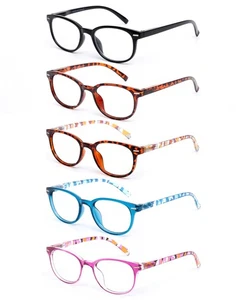 Reading Glasses 5 Pack - Full Rim Eyeglasses with Flexible Spring Hinge, Comf... - Picture 1 of 9