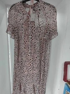Vestido RIVER ISLAND Estampado Animal Mujer Corto Leopardo Mini Marrón Beige Talla 10 - Imagen 1 de 3