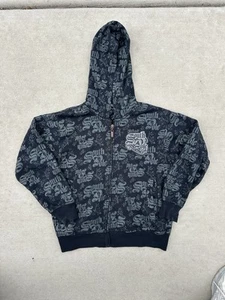 Southpole Y2K Black Hoodie Full Zip Sweater Boys Youth Sz S AOP RARE - Picture 1 of 7