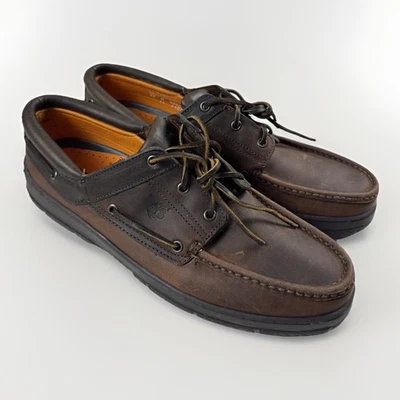 复古 Timberland 3 眼部棕色皮革装载机舒适美国制造男式 14 码 — 第 1/4 张图片