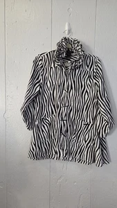 Ali Miles Animal Black & White Designer Button Up Top Zebra Lagenlook Rüschen S - Bild 1 von 13