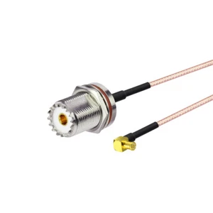 UHF SO239 Female bulkhead to MCX Male Right Angle Adapter Cable pigtail RG316 8" - Picture 1 of 4