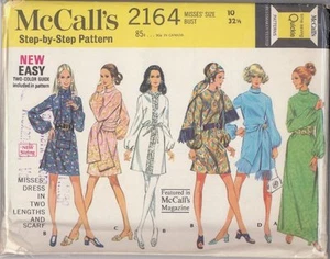 Vintage Dress & Scarf Two Length Sewing Pattern M2164 Size 10 - Picture 1 of 1