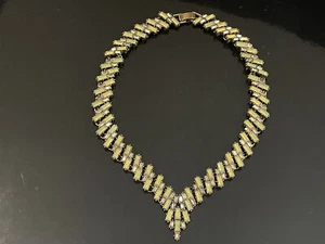 Vintage ART DECO STYLE BAGUETTE RHINESTONE NECKLACE - FLORENZA - Picture 1 of 4