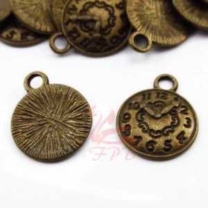 Clock Charms - 10/20/50 Wholesale Antiqued Bronze 15mm Pendants BC1337 - Picture 1 of 2