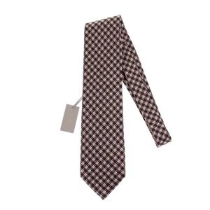Tom Ford NWT 100% Silk Neck Tie in Browns/White/Black Check Made in Italy - Picture 1 of 8