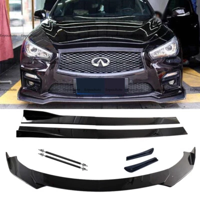 For Infiniti Q50 Q60 Q70 Front Bumper Lip 86" Side Skirt Rear Bumper Lip Black Foto 1 de 4