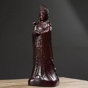 11.8",Ebony Wood MAZU Statue Carved,CHINA Taoism Matsu ruyi FOLK Goddess Sea 妈祖 - Picture 1 of 8