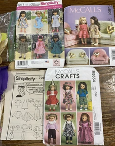 4 American Girl Doll Clothes Patterns Simplicity 7069 8071 McCalls M5554 M6853 + - Picture 1 of 2
