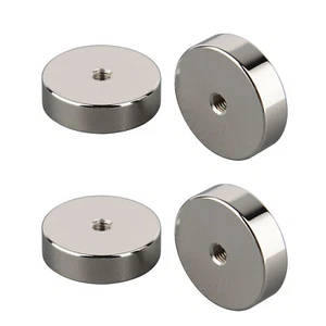 4PK D36mm Pot Magnet M8 UNF Female Thread Strong Magnetic Mounting Fix Base - Picture 1 of 6