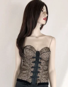 La Perla strapless boned corset top AU 12 Black Beige - Picture 1 of 4