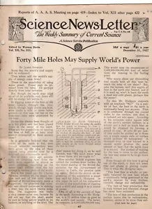 1927 Science Newsletter December 31 - New power source; Index; curing bad habits - Picture 1 of 1