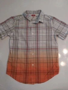 Wrangler Boys Gray Orange Plaid Pocket Button-up Collared Casual Shirt Size... - Picture 1 of 12