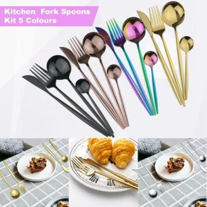 Edelstahl Besteck Sets Geschirr Esszimmer Küche Gabel Löffel Set poliert - Bild 1 von 49