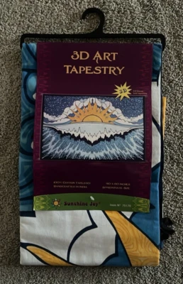 NWT/NEW 3D Art Tapestry Sunshine Joy 90" x 60" 100% Cotton Sunshine Ocean Wave - Image 1 of 4