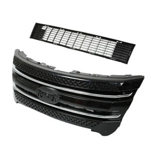 Front Bumper Upper Grille Assembly Glossy Black For 2011-2015 Ford Explorer - Picture 1 of 19