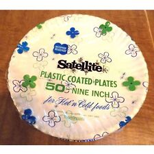 1970s 1980s Vintage Pack of 50 Satellite Paper Plates DEADSTOCK Partially Sealed