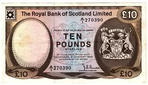 1972 Scotland Royal Bank 10 Pounds Banknote P338 circulated - Picture 1 of 2