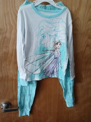 GIRLS DISNEY FROZEN ELSA 2 PIECE PAJAMA SET SIZE 10 BLUE WHITE - Image 1 of 3