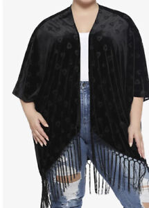 Black Ouija Burnout Velvet Duster Kimono Plus Size 4X 5X Planchette Hot Topic