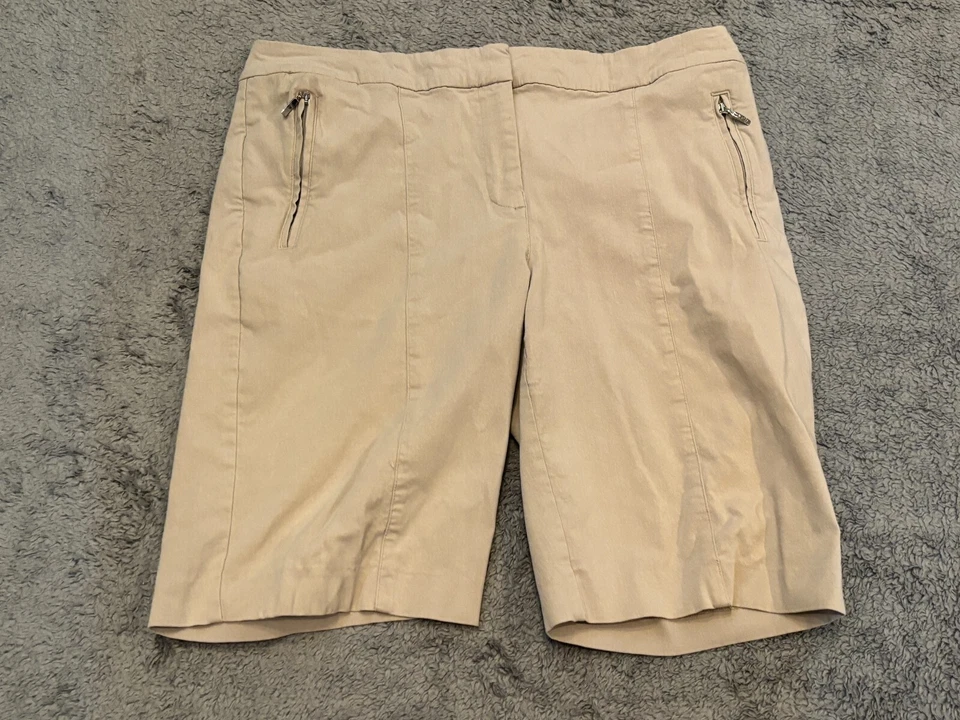IZOD Golf Shorts Womens 12 Classic Fit Khaki Flat Front Stretch Beige Active - Image 1 of 4