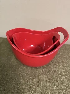 Rachael Ray Red 1 & 2 Quart Mixing Bowl SET with Pour Spout and Handle - Picture 1 of 6