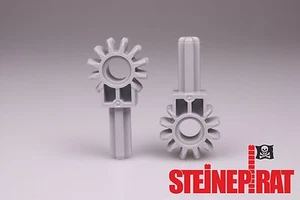 LEGO® 2x 24014 *NEU* Zahnrad mit Achse / Kreuzachse / Getriebe / Pin / hellgrau - Bild 1 von 3