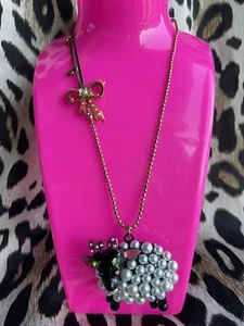 Betsey Johnson Vintage Bauernhaus Bauernhaus Schaf Sonnenblume Box lange Halskette - Bild 1 von 7