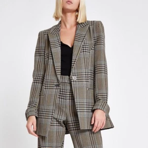 River Island Checked Blazer with Velvet Stripe - Picture 1 of 4