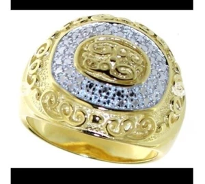 Elegant Natural Diamond Accented Cocktail Ring Size: 7.25 Sterling Silver W/14kt - Picture 1 of 1